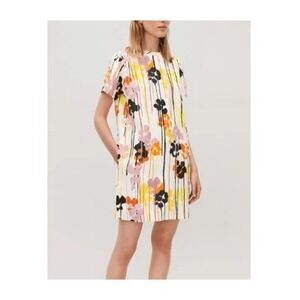 COS Womens Abstract Artsy Retro Linen Blend Shift‎ Dress Casual Career Size S/M